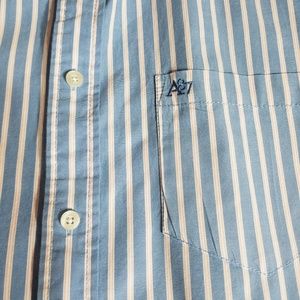 Aeropostale button downblue stripes large white
